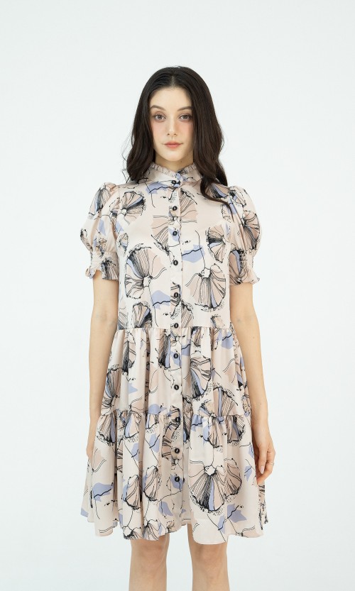 SIXDO Floral Mini Silk Dress